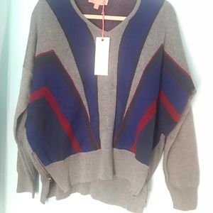 Colorblock Peachpuff sweater with zipper detail